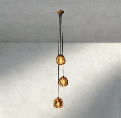 Bubble Smoke Glass Cascade Pendant - Cyran Lamps