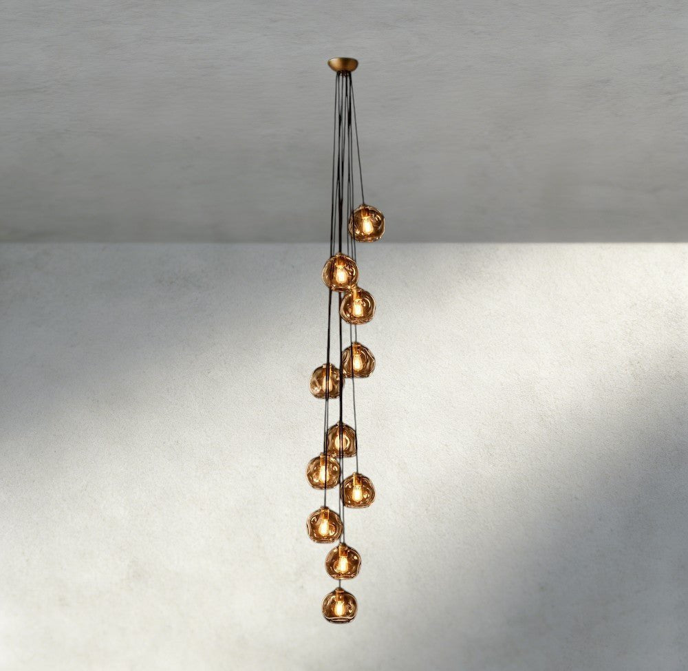 Bubble Smoke Glass Cascade Pendant - Cyran Lamps