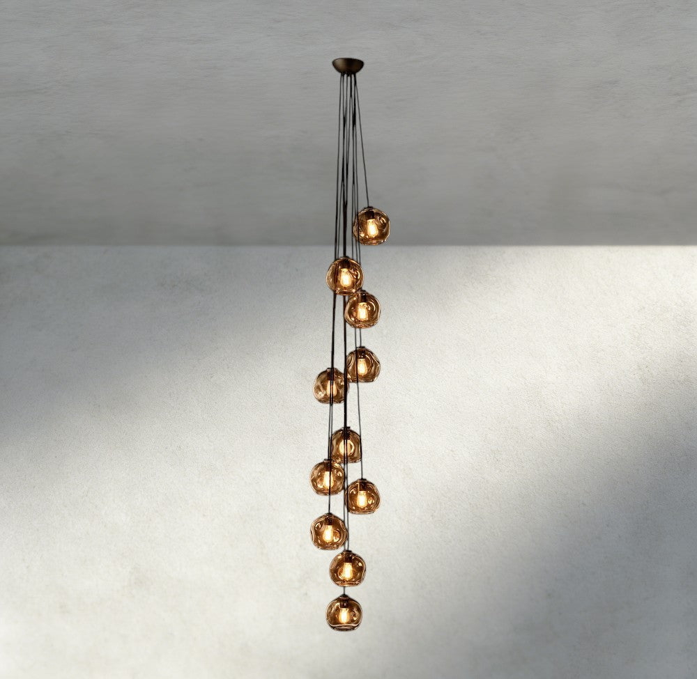 Bubble Smoke Glass Cascade Pendant - Cyran Lamps