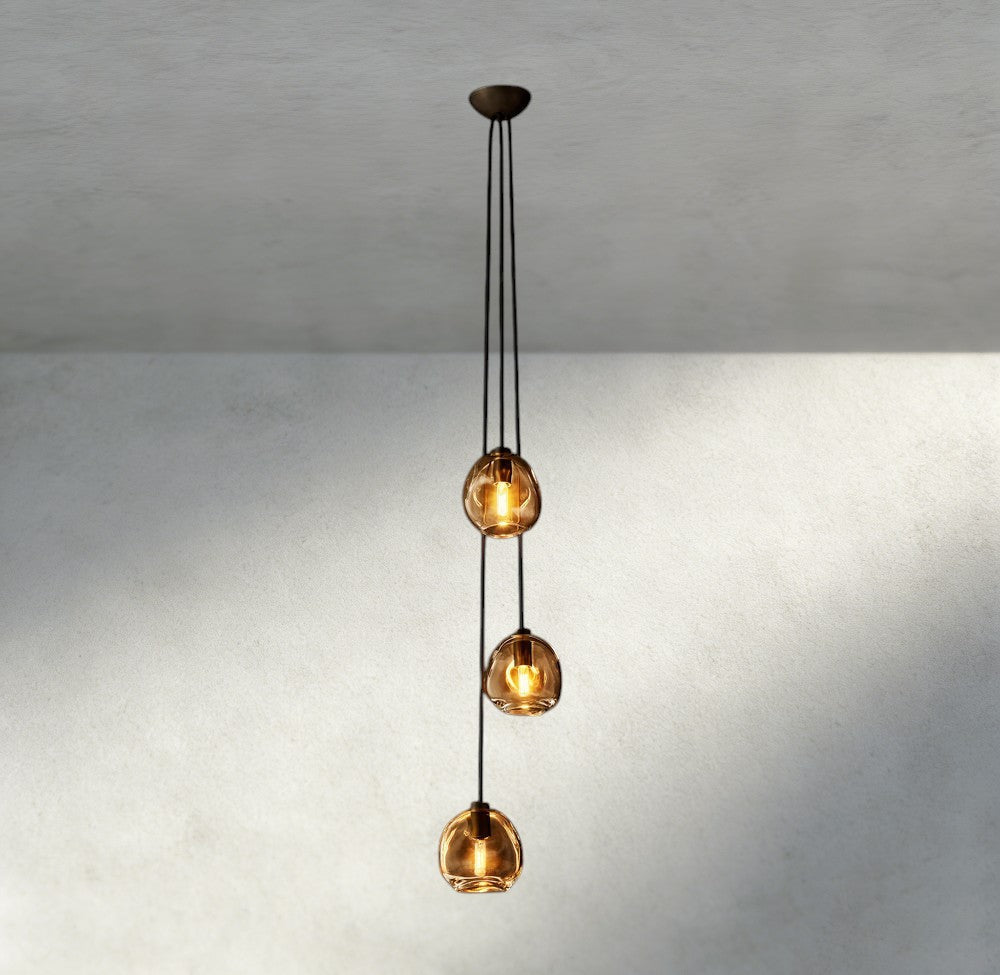 Bubble Smoke Glass Cascade Pendant - Cyran Lamps