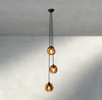 Bubble Smoke Glass Cascade Pendant - Cyran Lamps