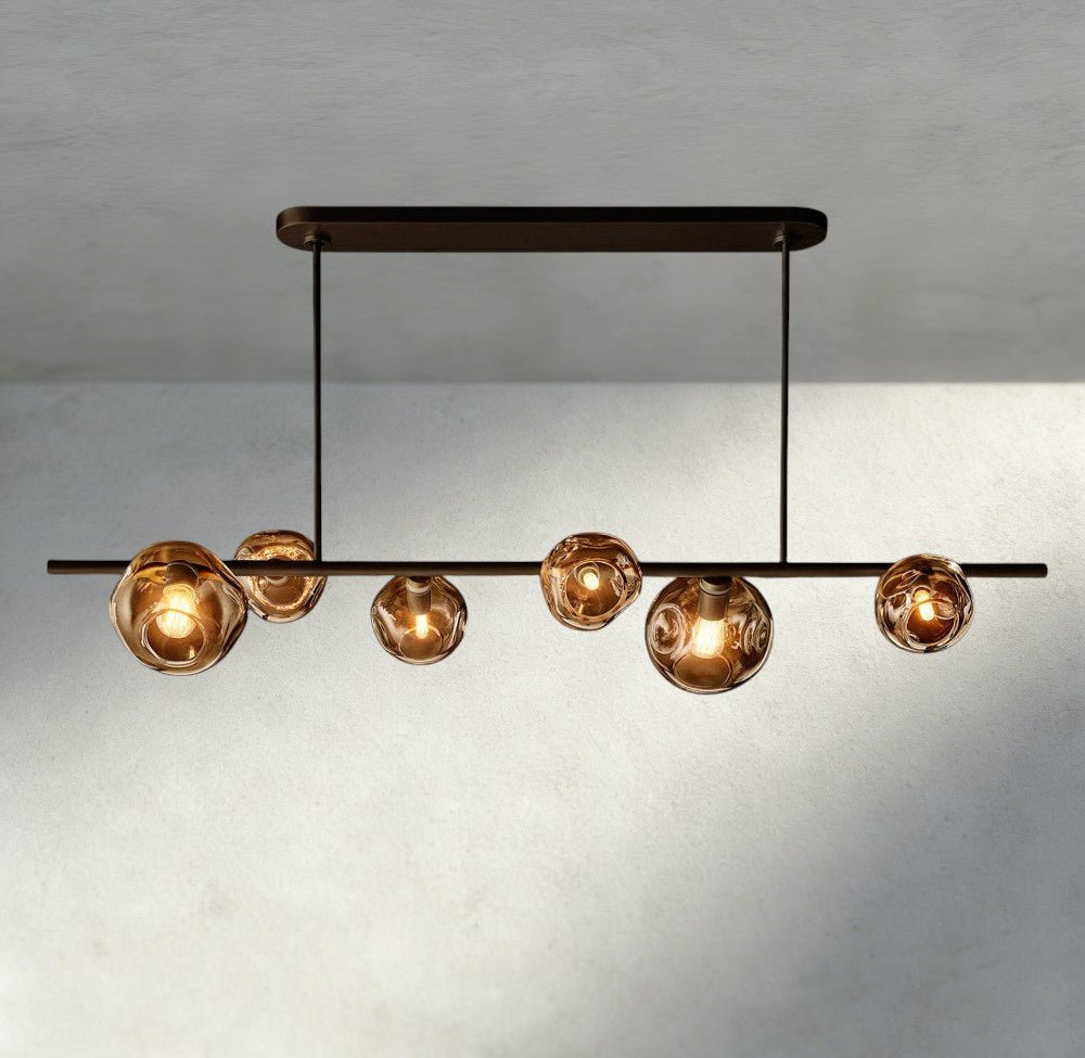 Bubble Smoke Glass Linear Chandelier - Cyran Lamps