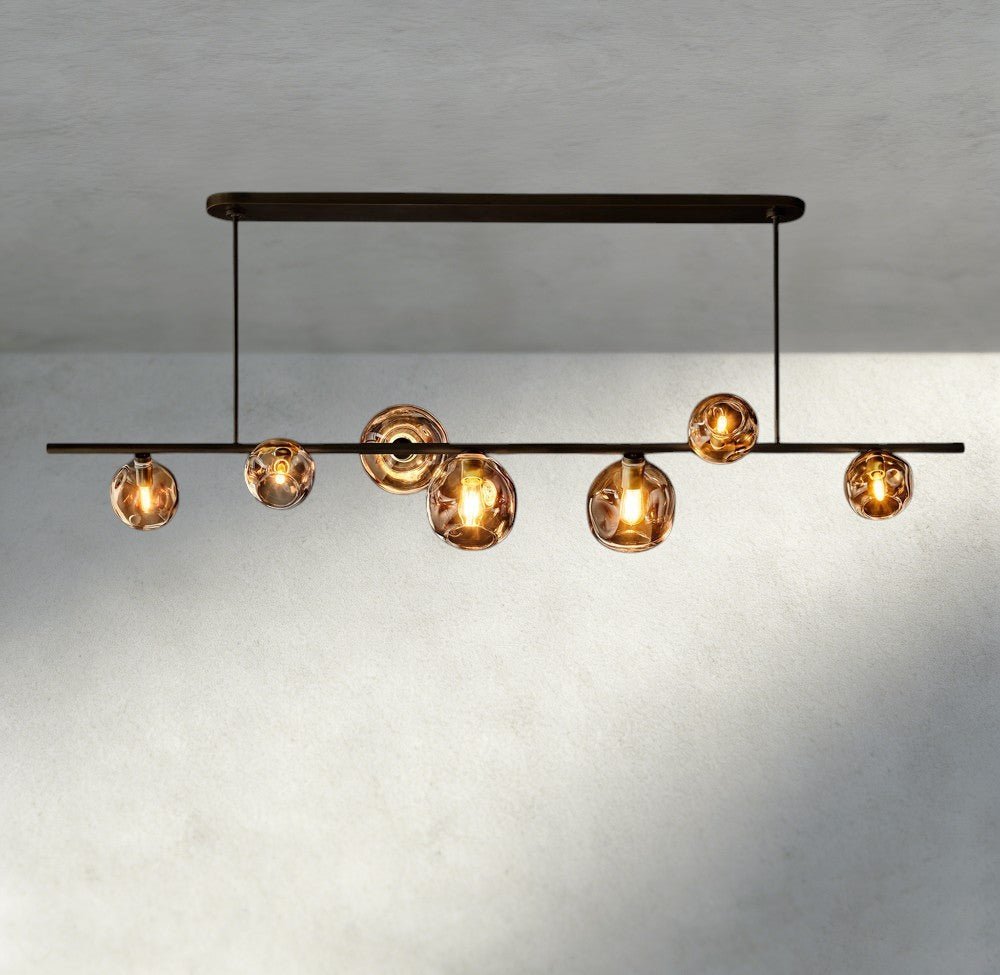 Bubble Smoke Glass Linear Chandelier - Cyran Lamps