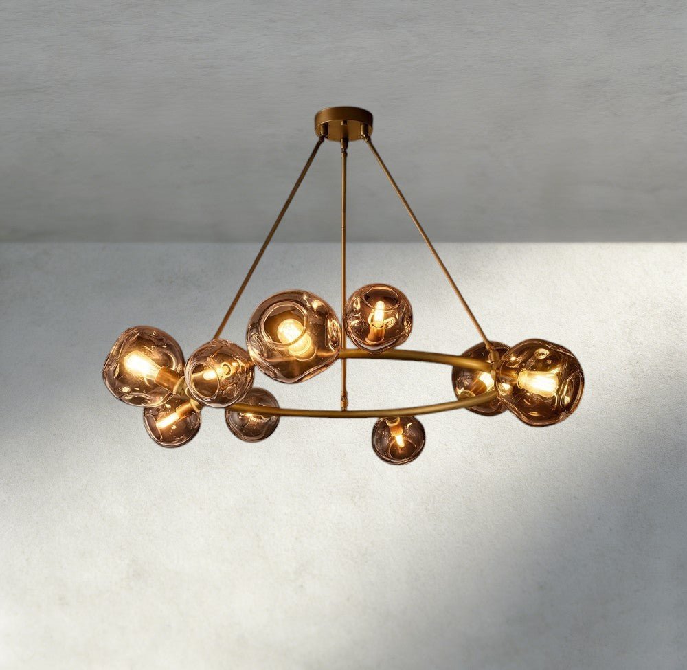 Bubble Smoke Glass Round Chandelier - Cyran Lamps