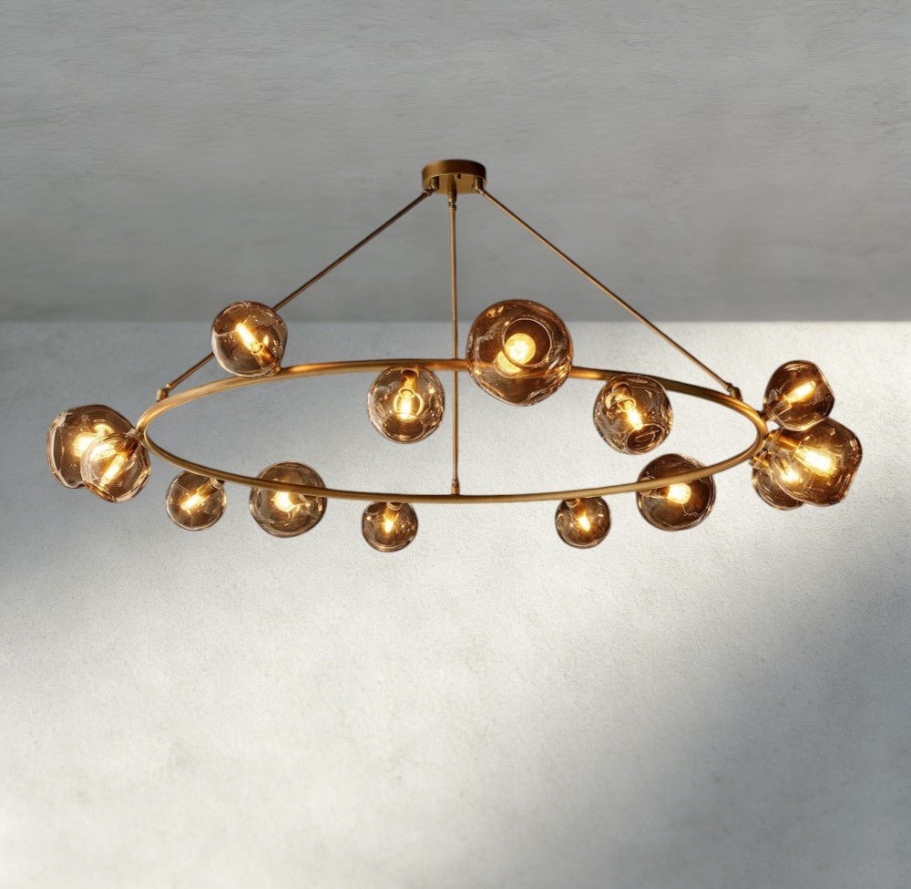 Bubble Smoke Glass Round Chandelier - Cyran Lamps