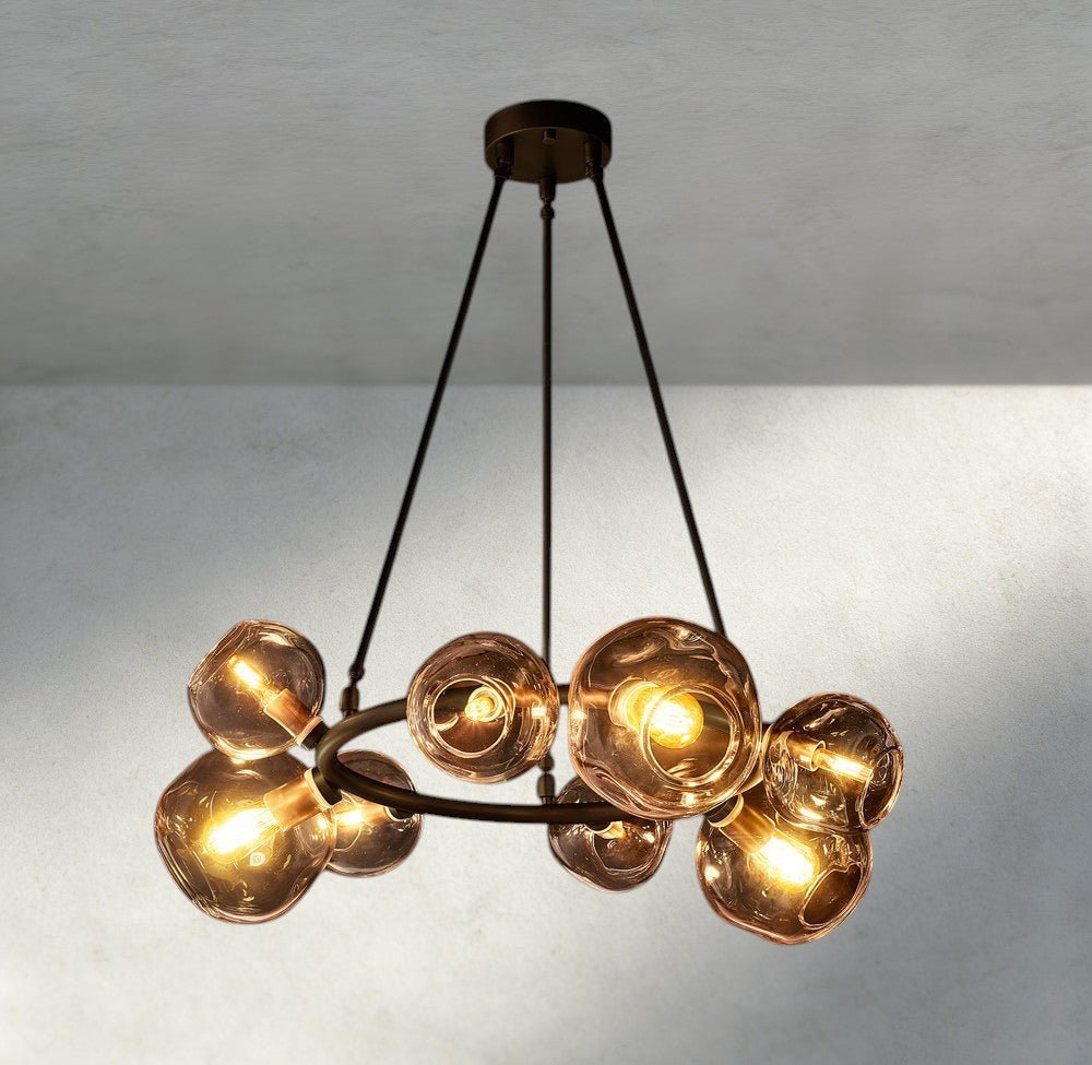 Bubble Smoke Glass Round Chandelier - Cyran Lamps