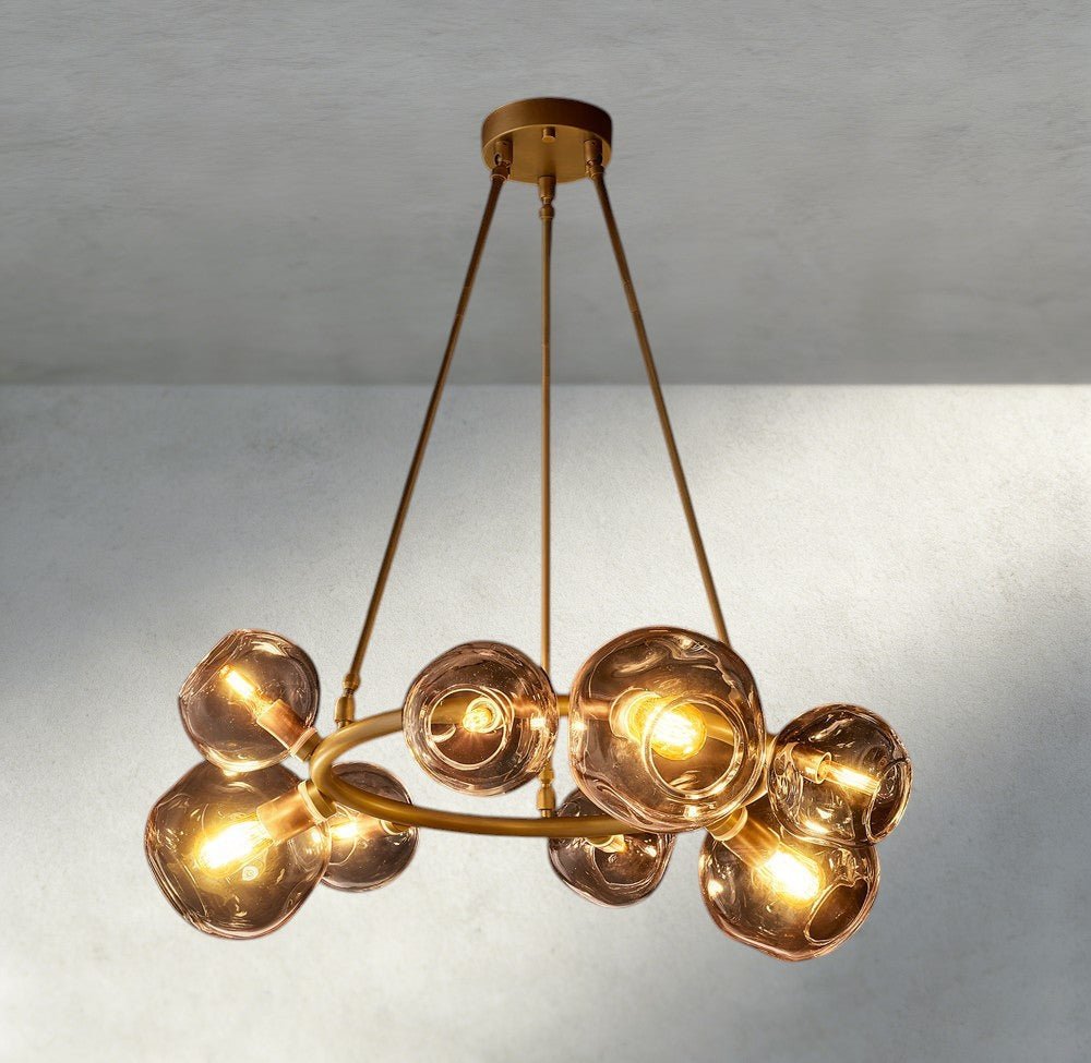 Bubble Smoke Glass Round Chandelier - Cyran Lamps