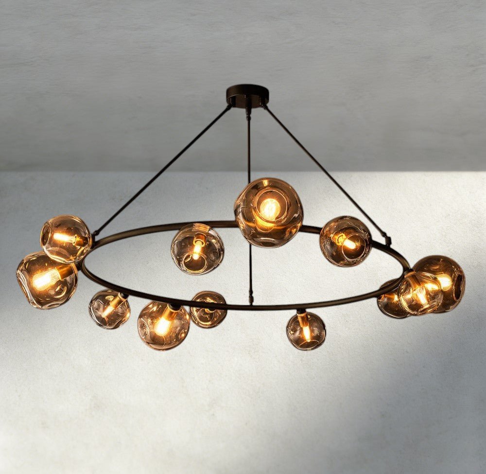 Bubble Smoke Glass Round Chandelier - Cyran Lamps