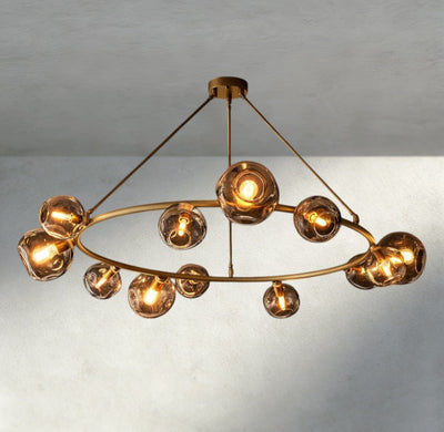 Bubble Smoke Glass Round Chandelier - Cyran Lamps