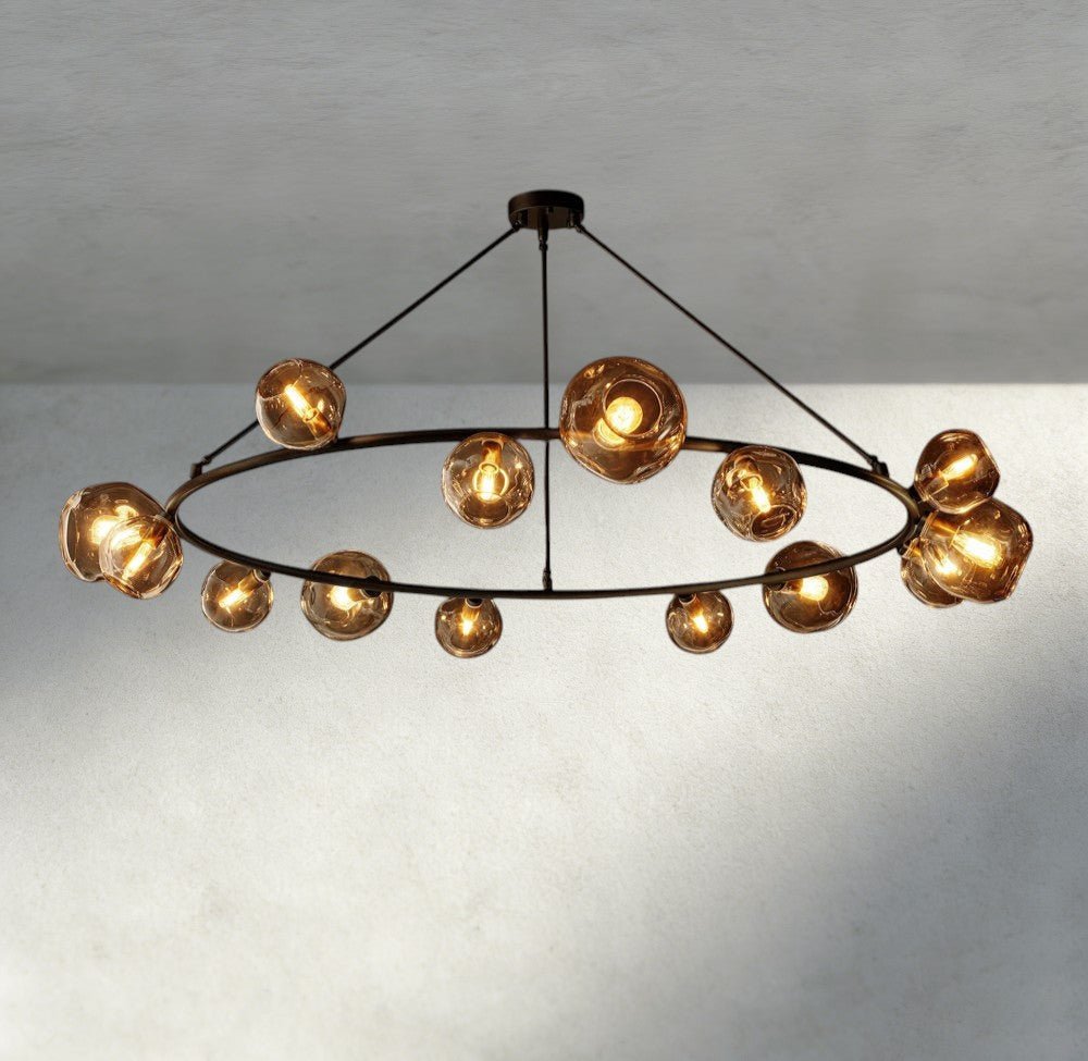 Bubble Smoke Glass Round Chandelier - Cyran Lamps