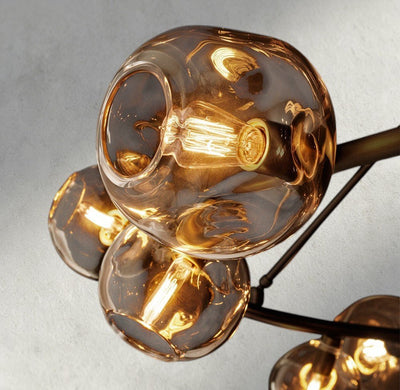 Bubble Smoke Glass Round Chandelier - Cyran Lamps