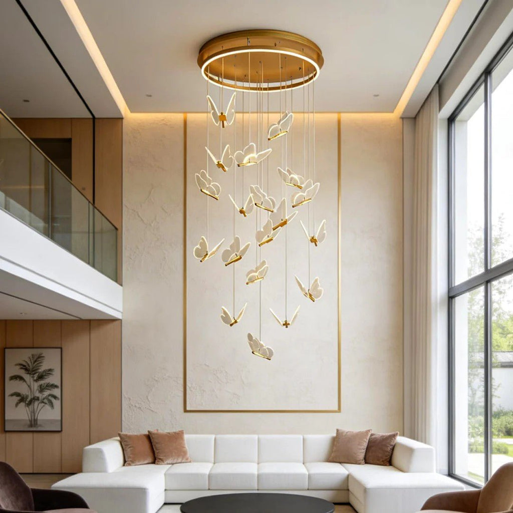 Butterfly Chandelierv Modern Metal Disk Acrylic Ceiling Light - Cyran Lamps