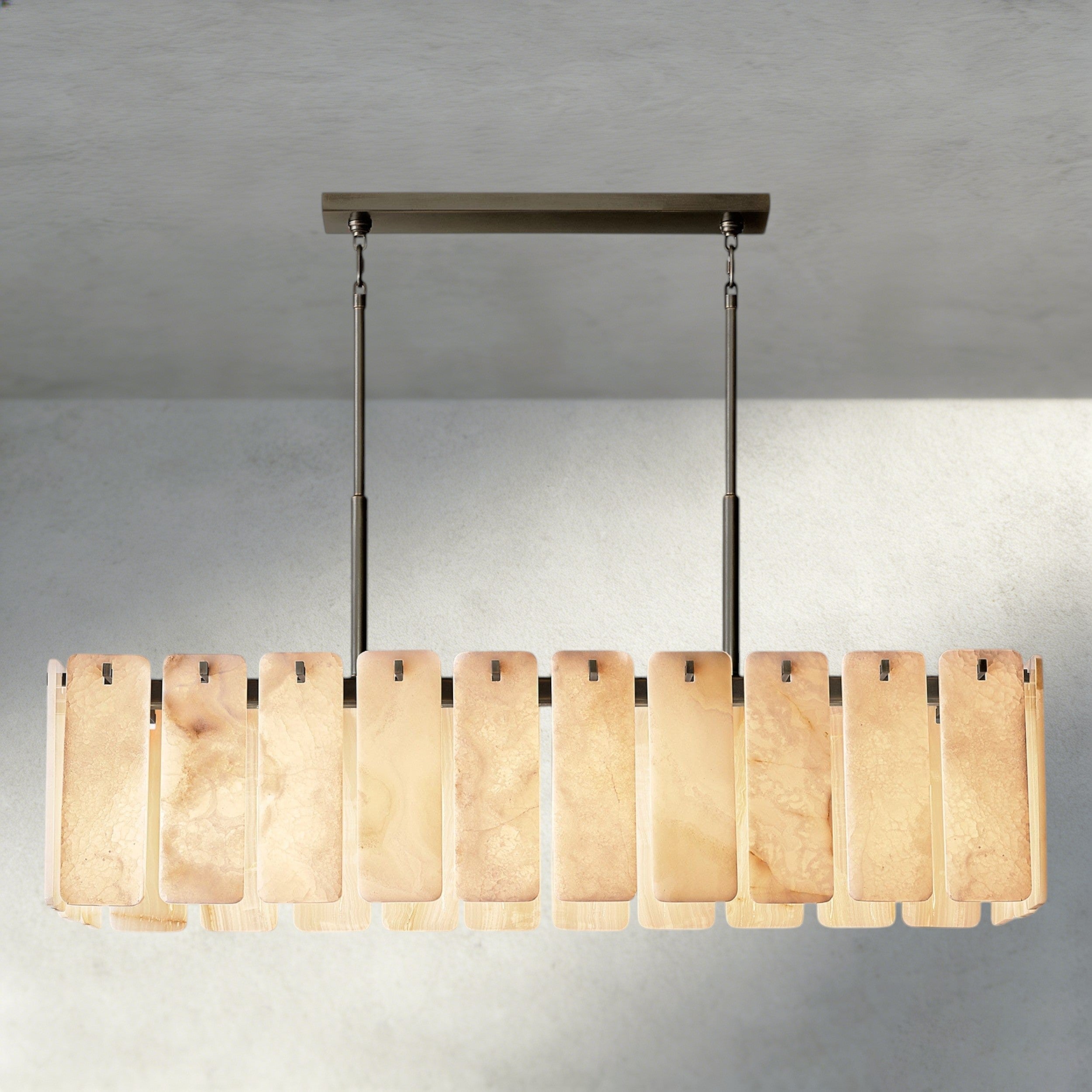 Calam Onyx Rectangular Alabaster Chandelier 60", 74" - Cyran Lamps
