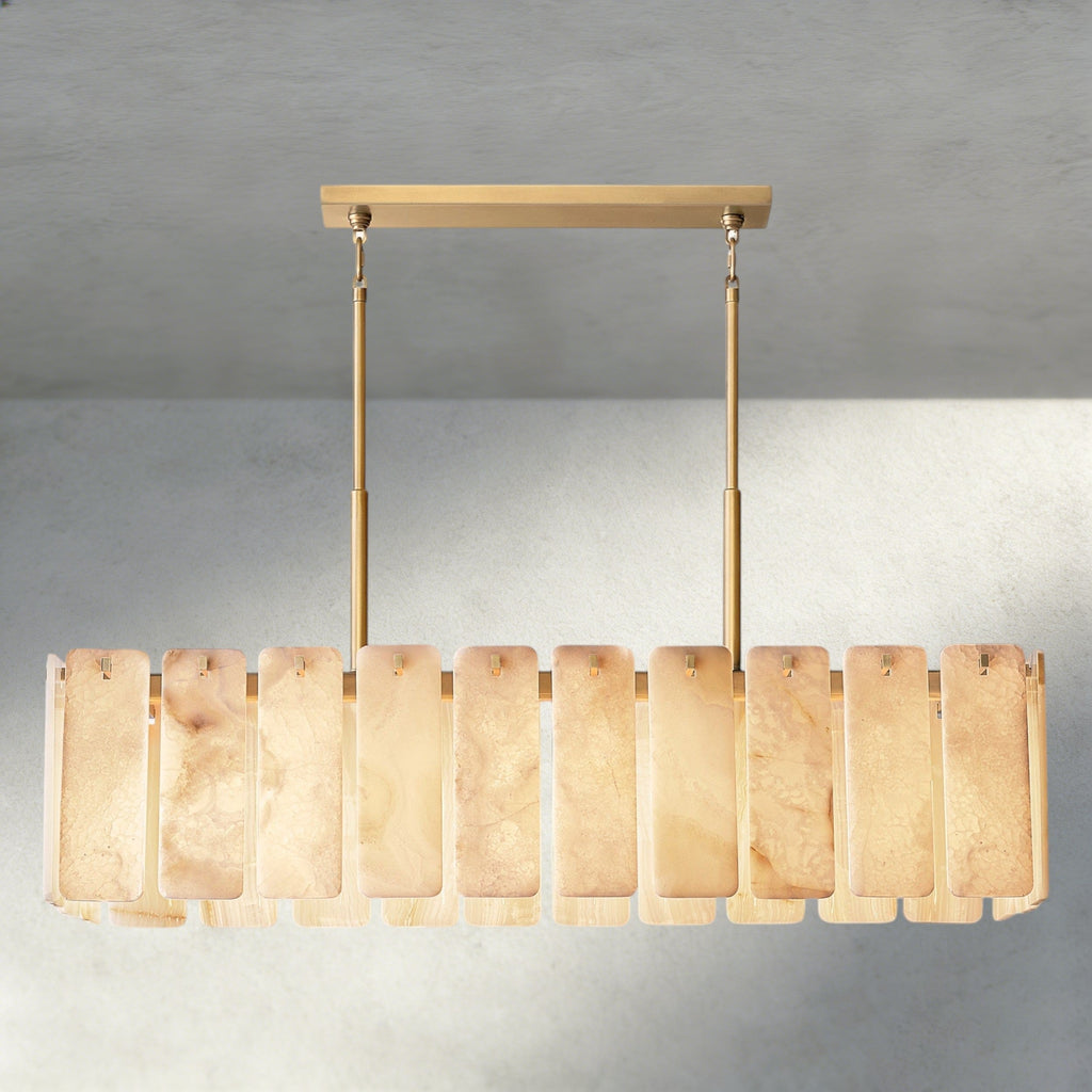 Calam Onyx Rectangular Alabaster Chandelier 60", 74" - Cyran Lamps