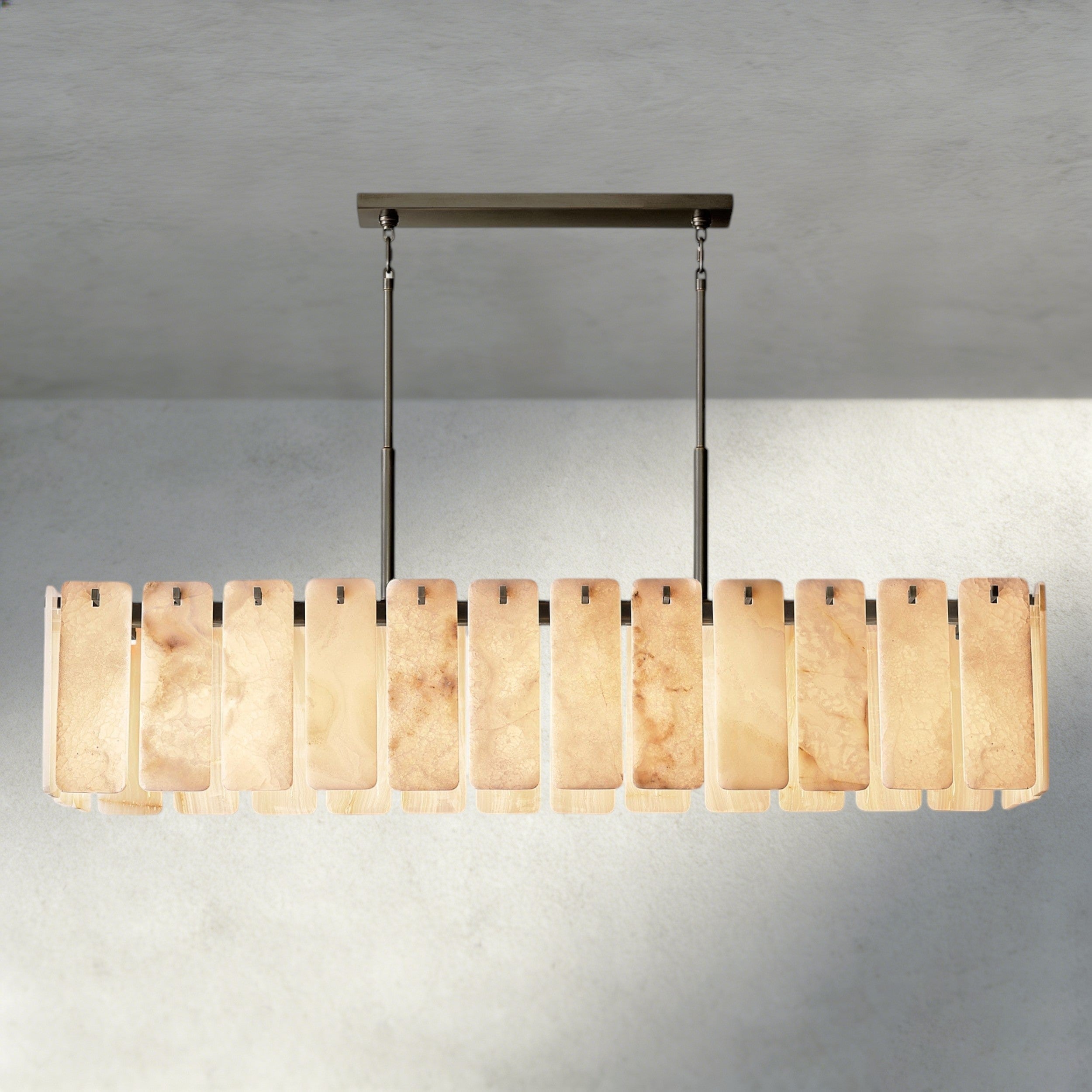 Calam Onyx Rectangular Alabaster Chandelier 60", 74" - Cyran Lamps