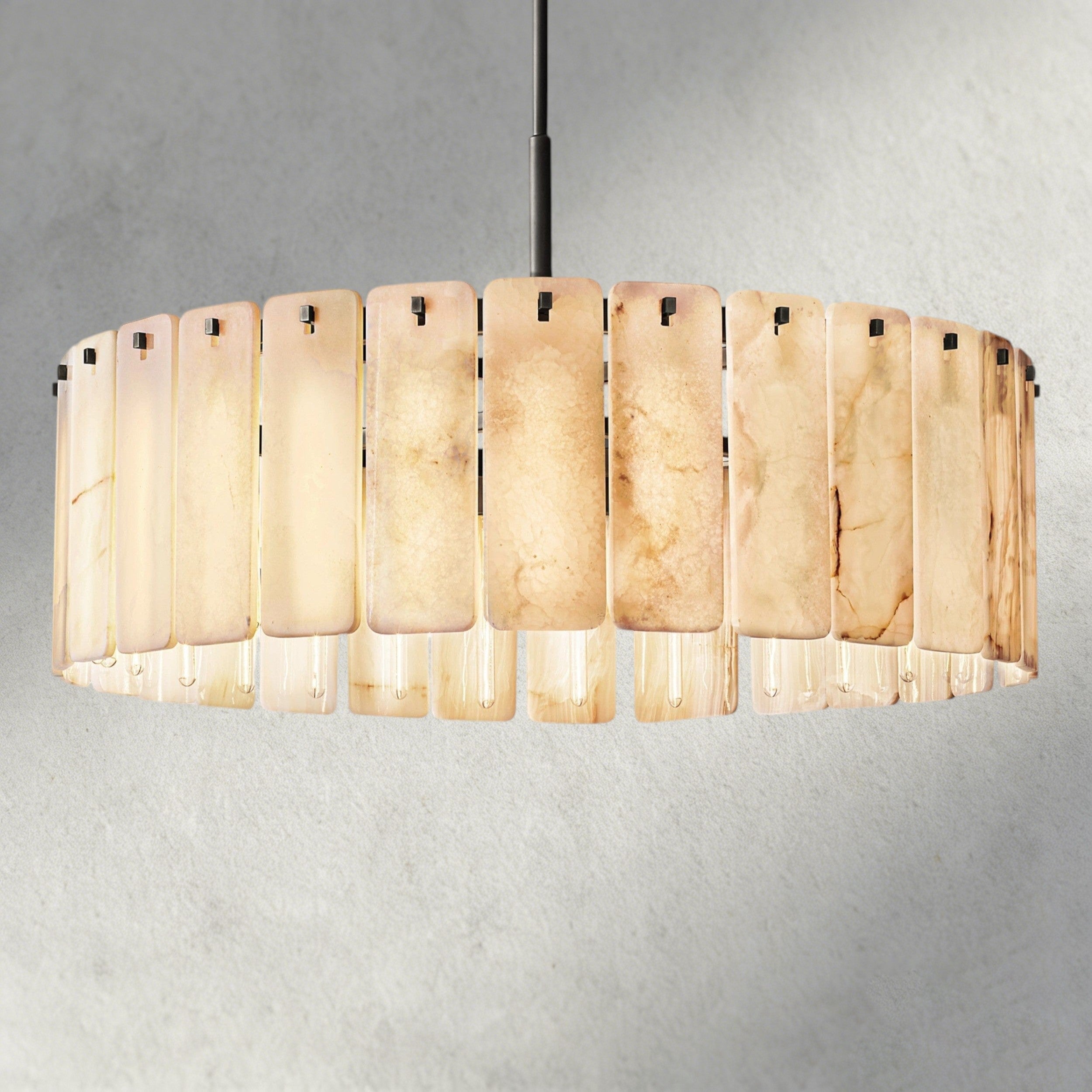 Calam Onyx Round Alabaster Chandelier 36". 48", 60" - Cyran Lamps