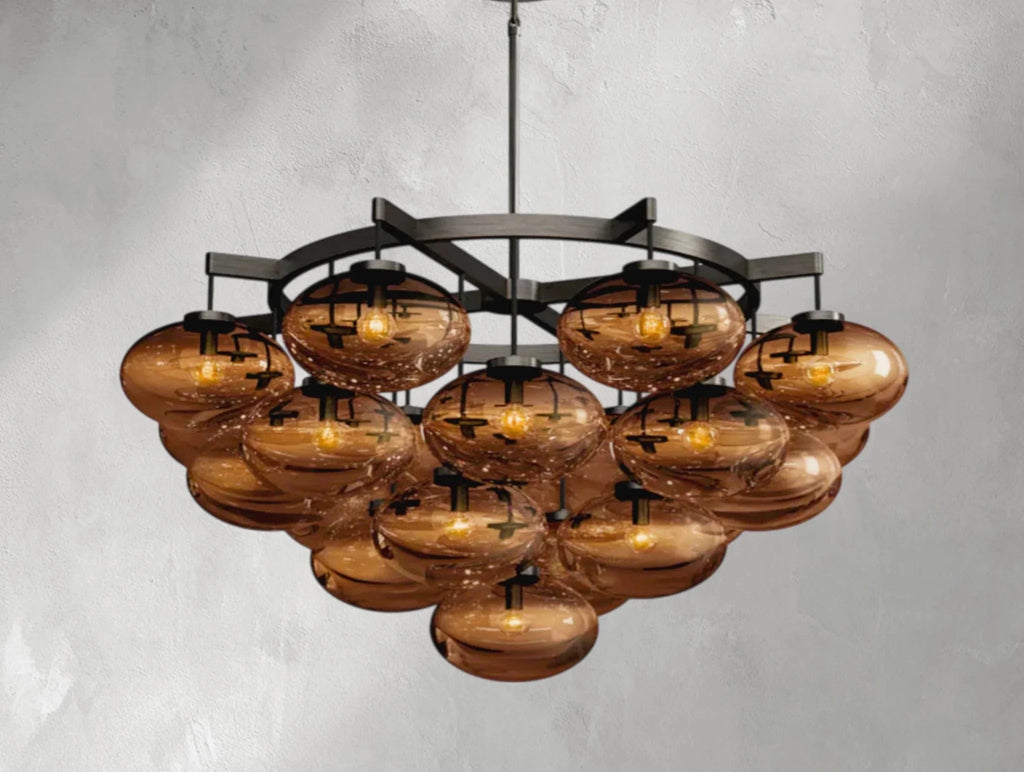 Cebret Glass Round Chandelier - Cyran Lamps