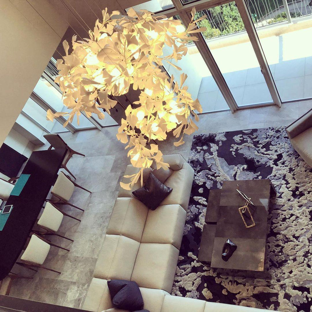 Ceramic Gingko Chandelier B - Cyran Lamps