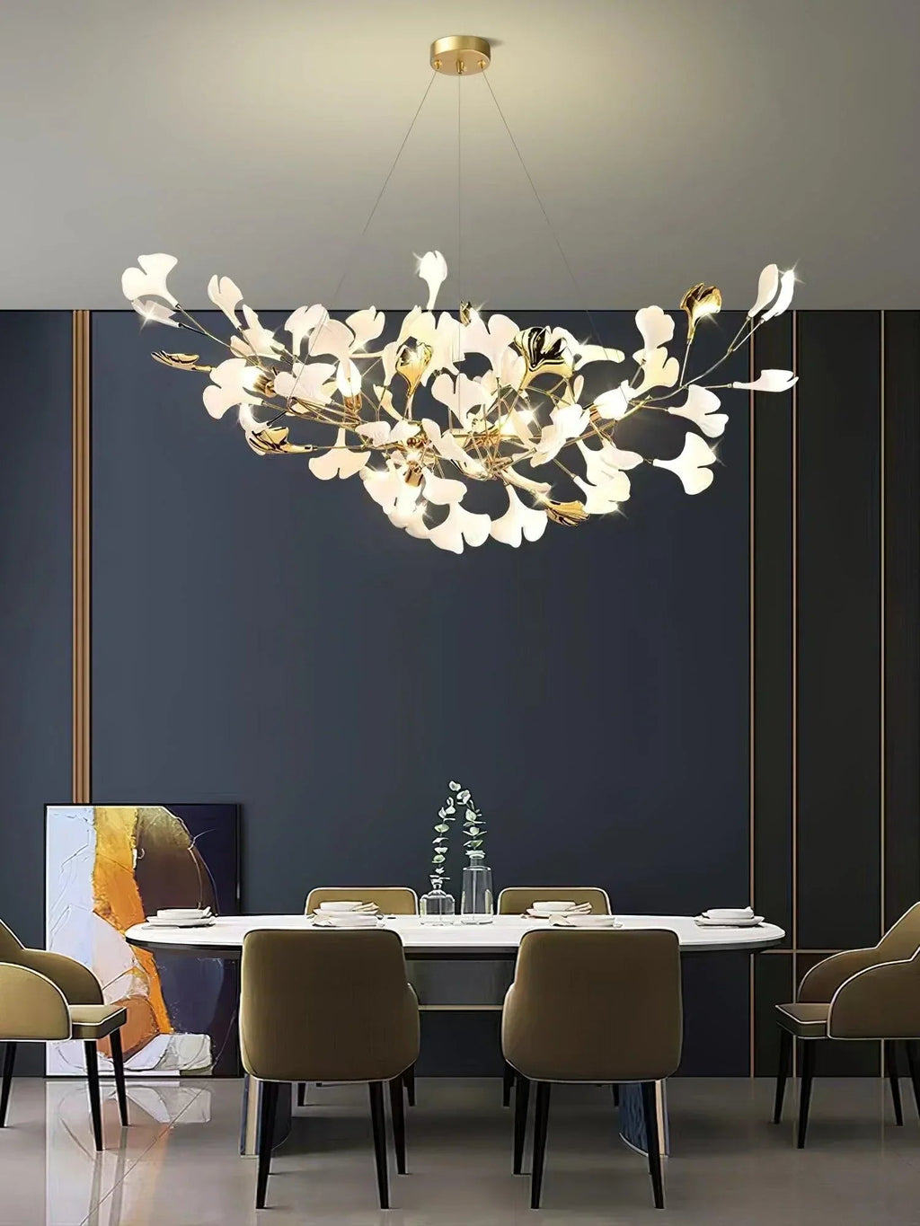 Ceramic Gingko Chandelier B - Cyran Lamps