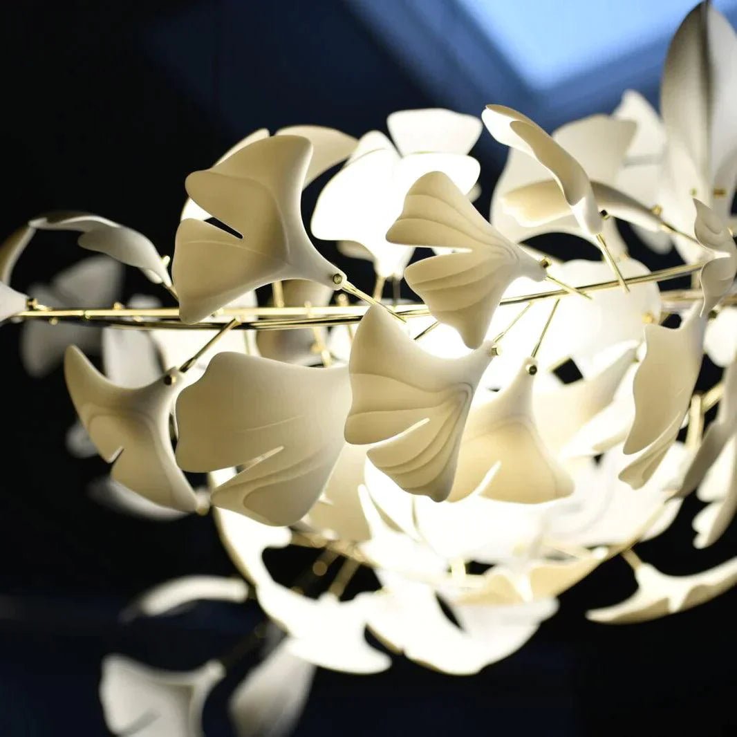 Ceramic Gingko Chandelier B - Cyran Lamps