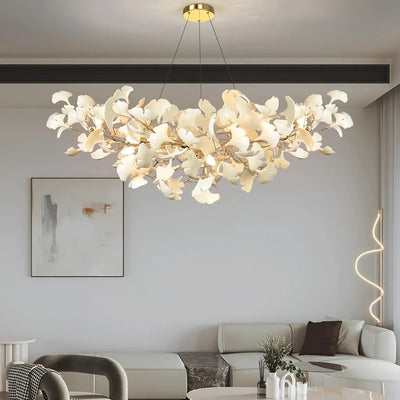 Ceramic Gingko Chandelier B - Cyran Lamps
