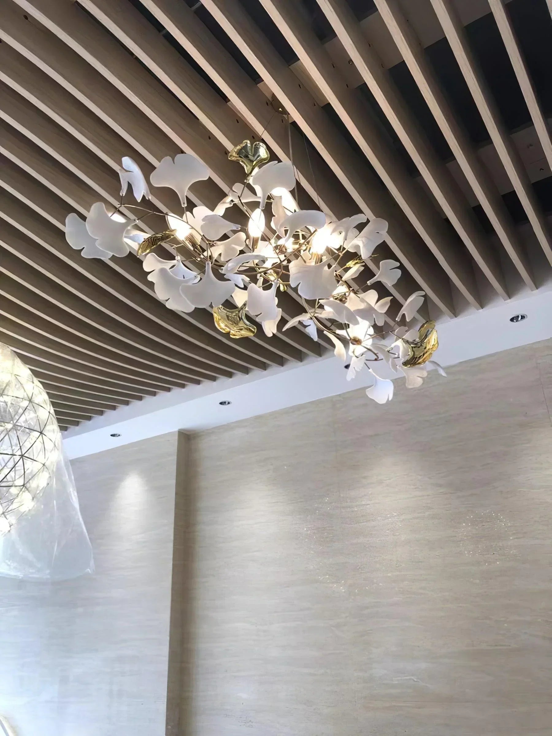 Ceramic Gingko Chandelier B - Cyran Lamps