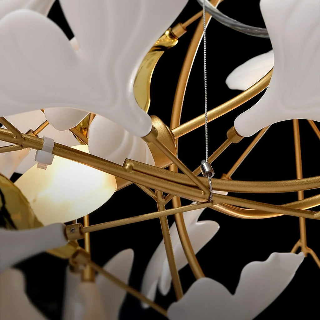 Ceramic Gingko Chandelier B - Cyran Lamps