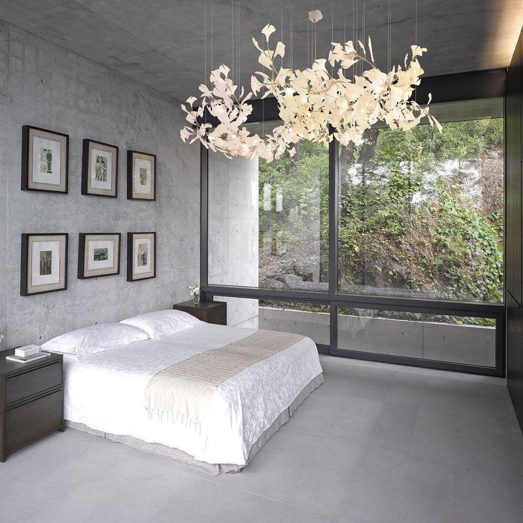 Ceramic Gingko Chandelier B - Cyran Lamps