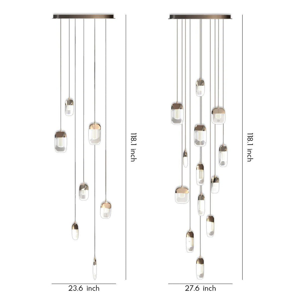 Chandelier for Staircase Full Copper Luxury Crystal Ceiling Light - Cyran Lamps