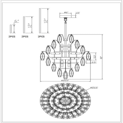 Chara Glass Large Chandelier - Cyran Lamps