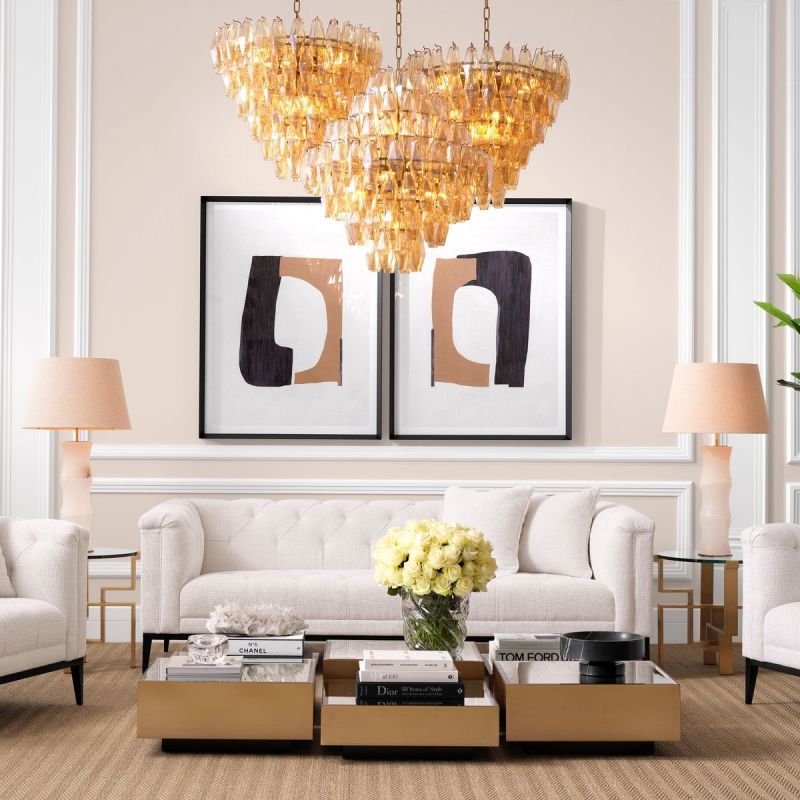 Chara Glass Large Chandelier - Cyran Lamps