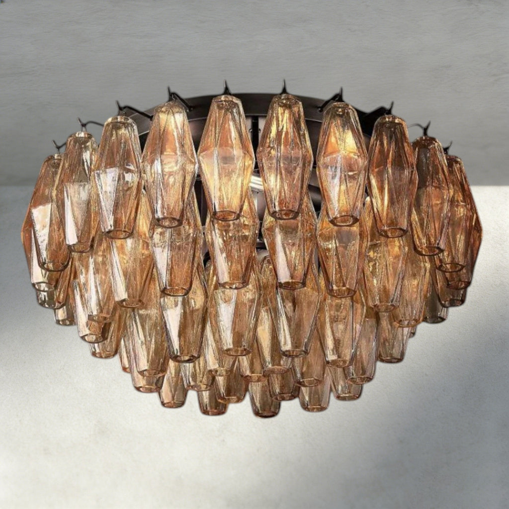 Cihela Clear/ Smoke Glass Flushmount 17", 22" - Cyran Lamps