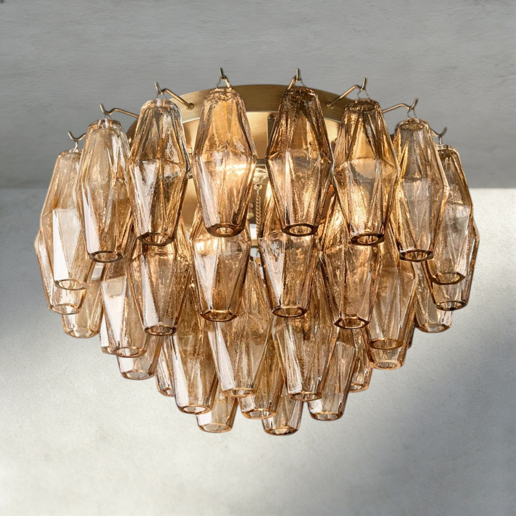 Cihela Clear/ Smoke Glass Flushmount 17", 22" - Cyran Lamps