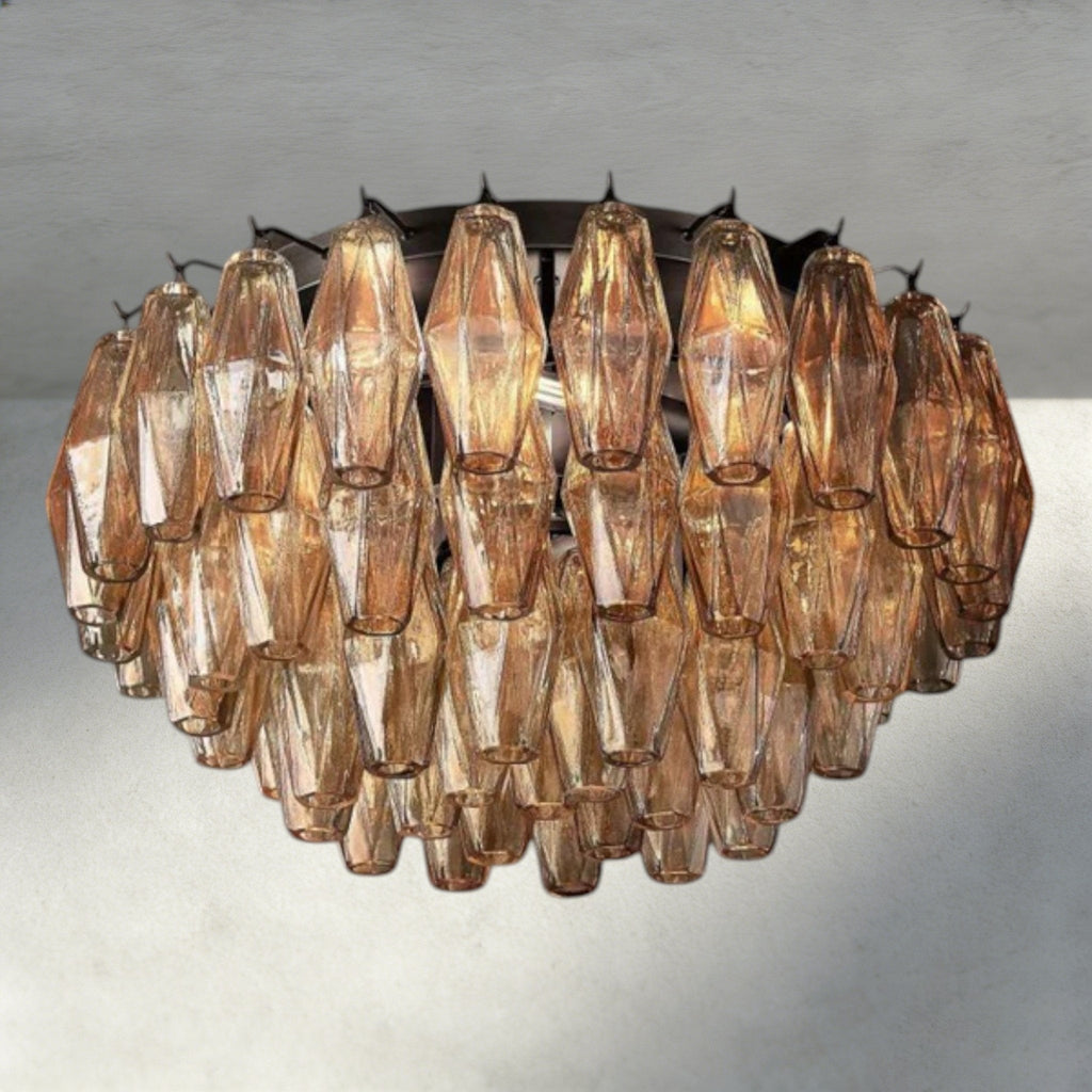 Cihela Clear/ Smoke Glass Flushmount 17", 22" - Cyran Lamps