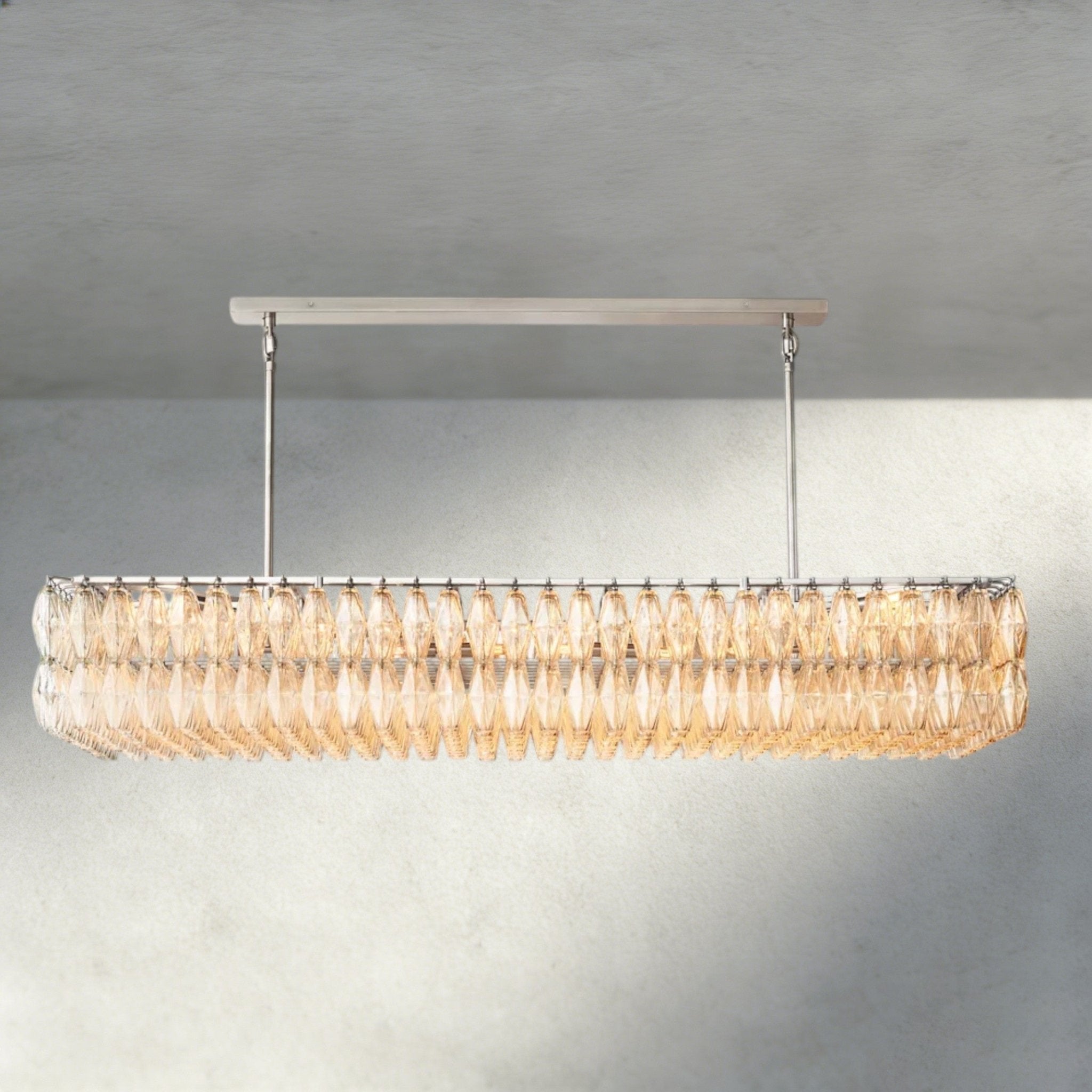 CIHELA CLEAR/ SMOKE GLASS RECTANGULAR CHANDELIER 54", 74" - Cyran Lamps