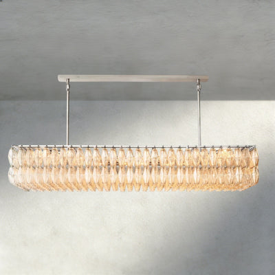 CIHELA CLEAR/ SMOKE GLASS RECTANGULAR CHANDELIER 54", 74" - Cyran Lamps