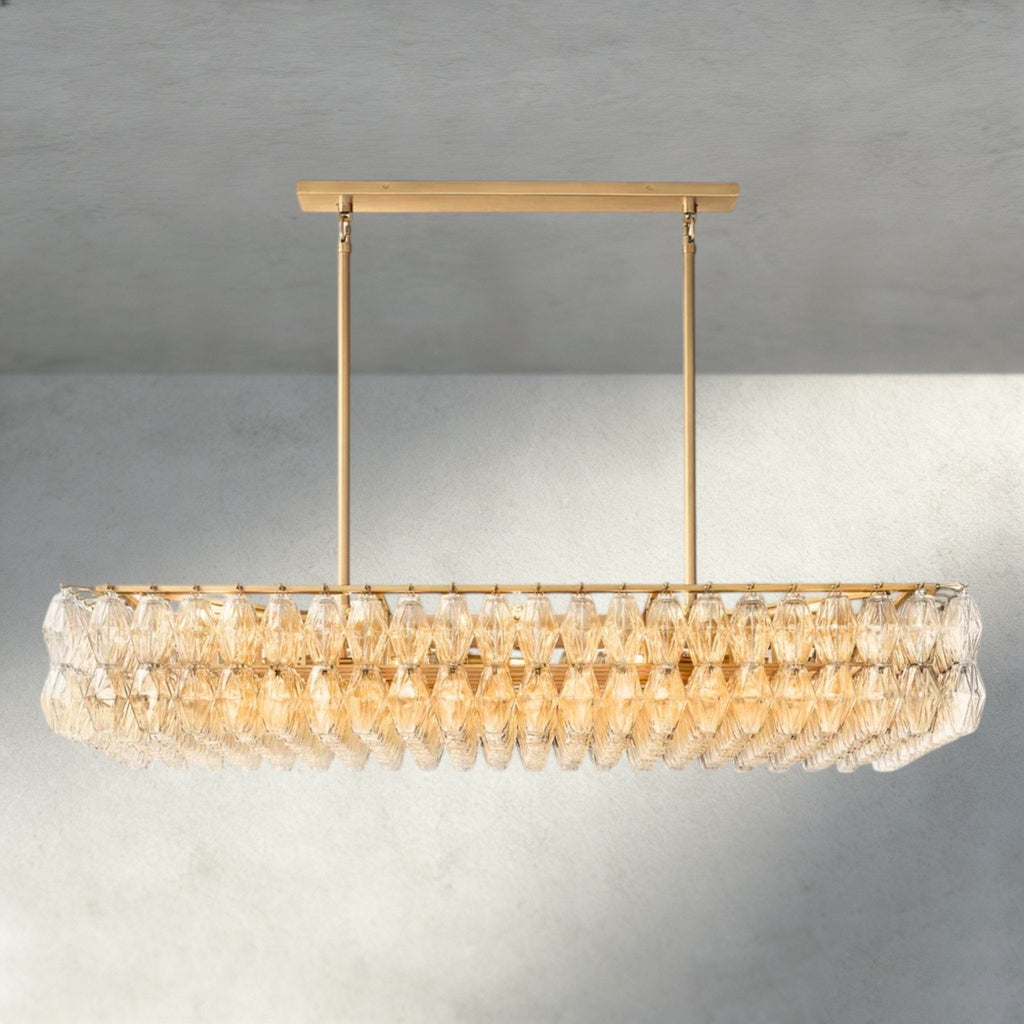 CIHELA CLEAR/ SMOKE GLASS RECTANGULAR CHANDELIER 54", 74" - Cyran Lamps