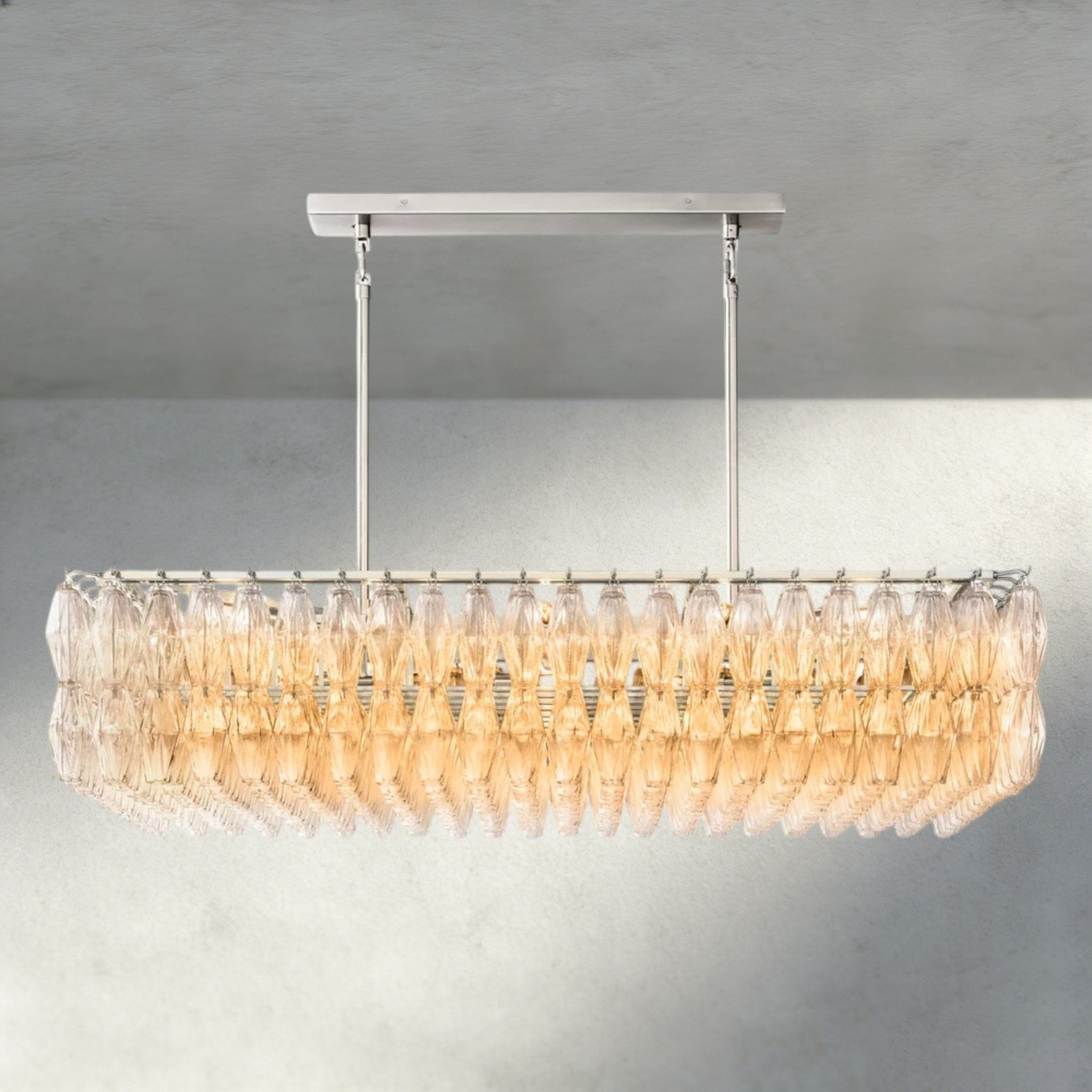 CIHELA CLEAR/ SMOKE GLASS RECTANGULAR CHANDELIER 54", 74" - Cyran Lamps