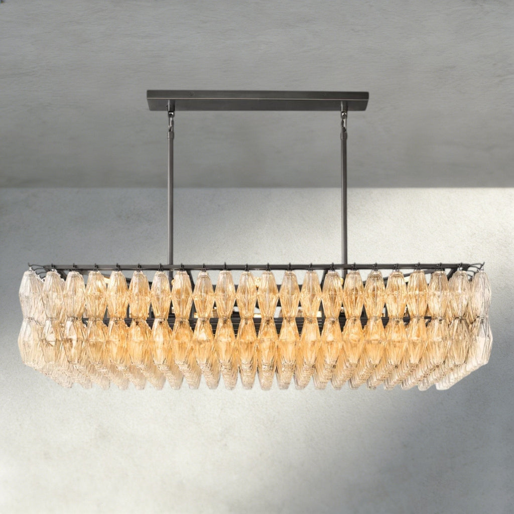 CIHELA CLEAR/ SMOKE GLASS RECTANGULAR CHANDELIER 54", 74" - Cyran Lamps