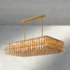 CIHELA CLEAR/ SMOKE GLASS RECTANGULAR CHANDELIER 54", 74" - Cyran Lamps