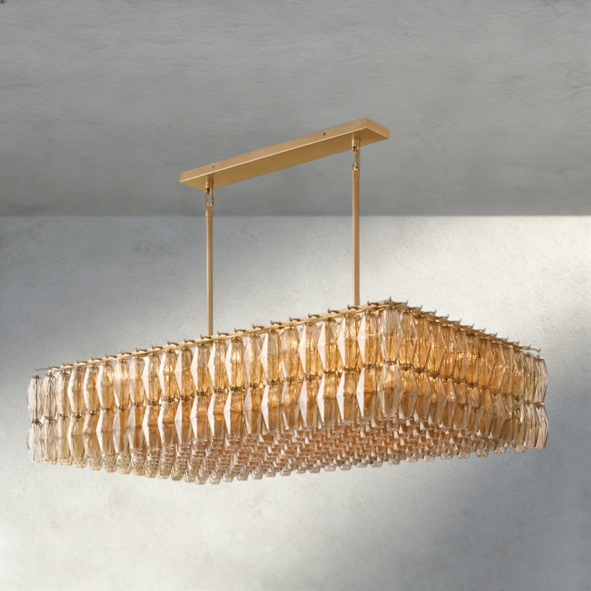CIHELA CLEAR/ SMOKE GLASS RECTANGULAR CHANDELIER 54", 74" - Cyran Lamps