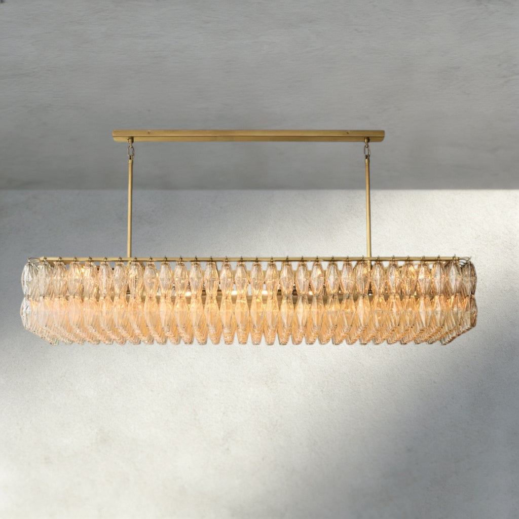 CIHELA CLEAR/ SMOKE GLASS RECTANGULAR CHANDELIER 54", 74" - Cyran Lamps