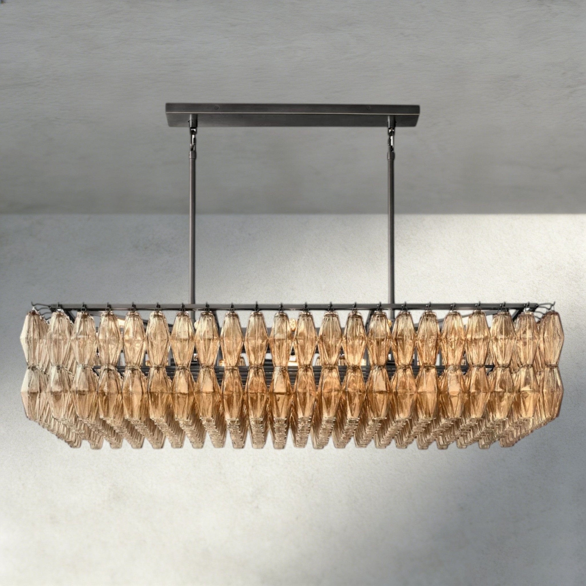 CIHELA CLEAR/ SMOKE GLASS RECTANGULAR CHANDELIER 54", 74" - Cyran Lamps