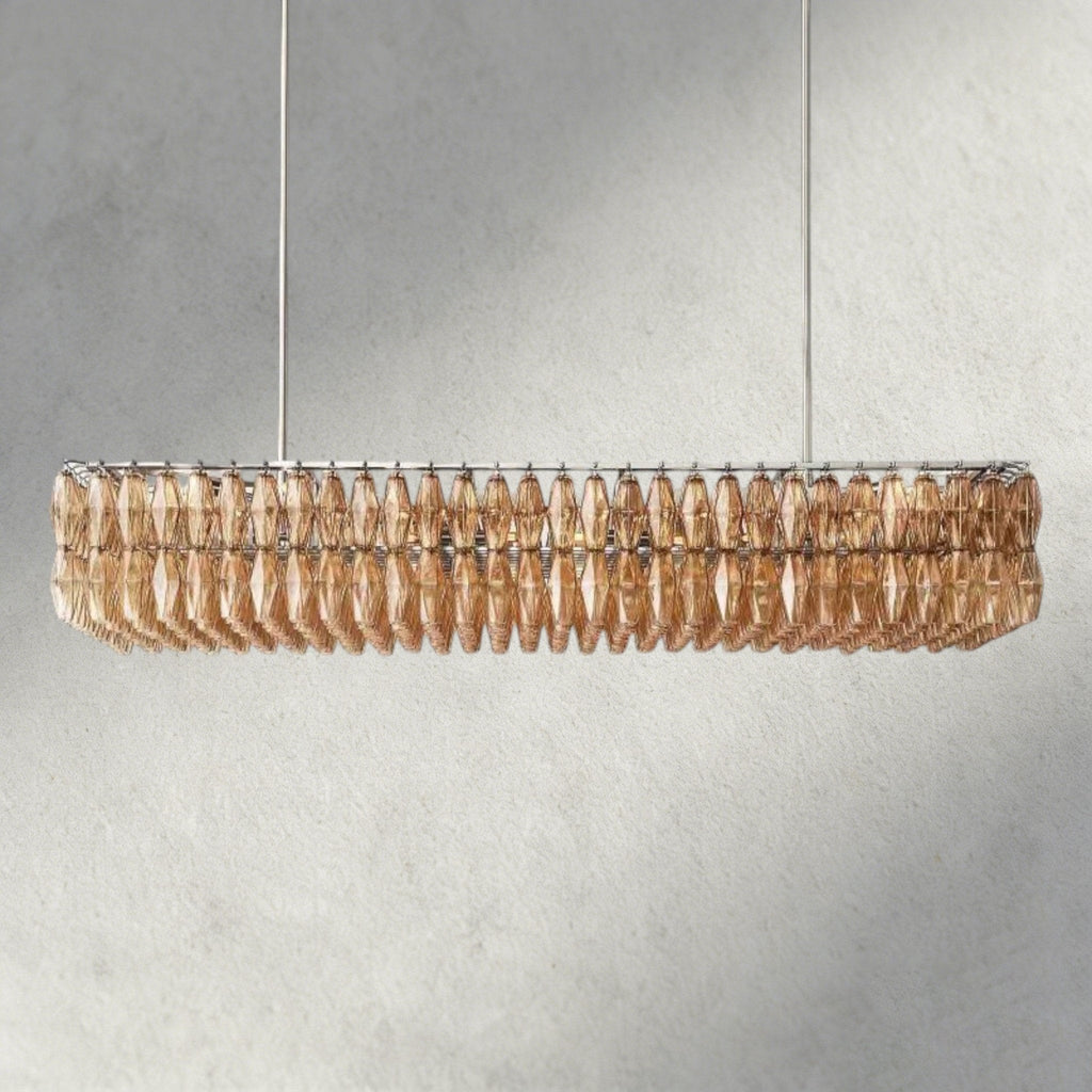 CIHELA CLEAR/ SMOKE GLASS RECTANGULAR CHANDELIER 54", 74" - Cyran Lamps