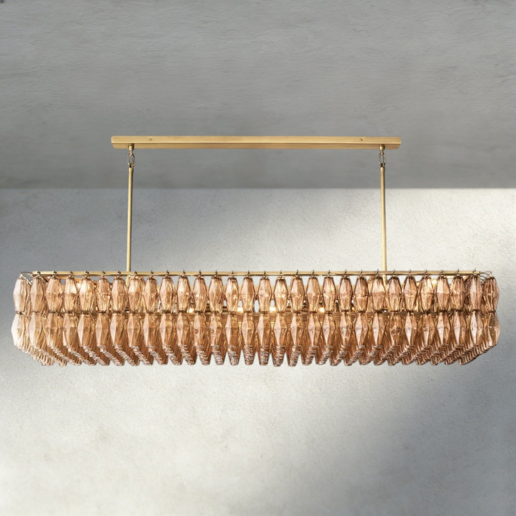 CIHELA CLEAR/ SMOKE GLASS RECTANGULAR CHANDELIER 54", 74" - Cyran Lamps