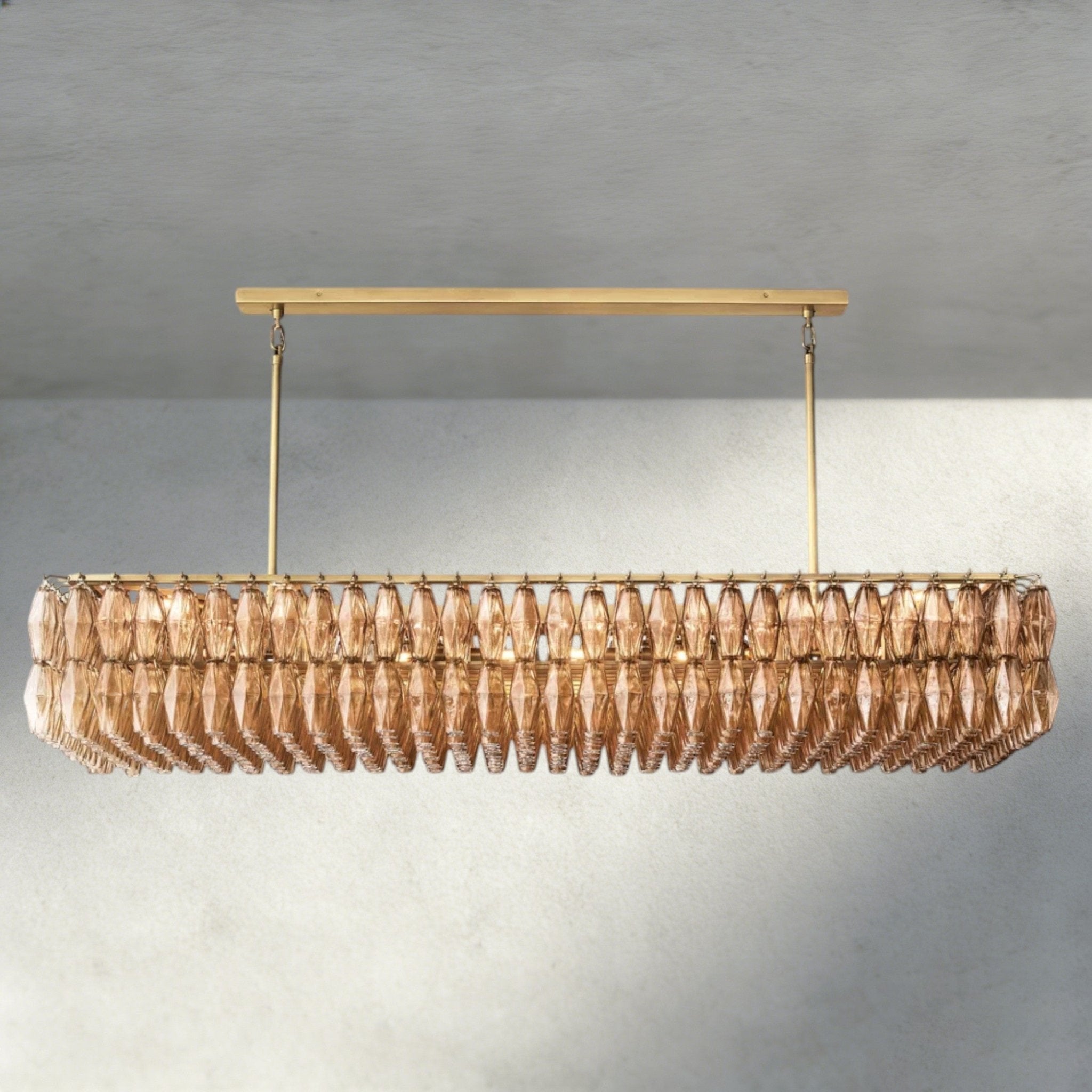 CIHELA CLEAR/ SMOKE GLASS RECTANGULAR CHANDELIER 54", 74" - Cyran Lamps