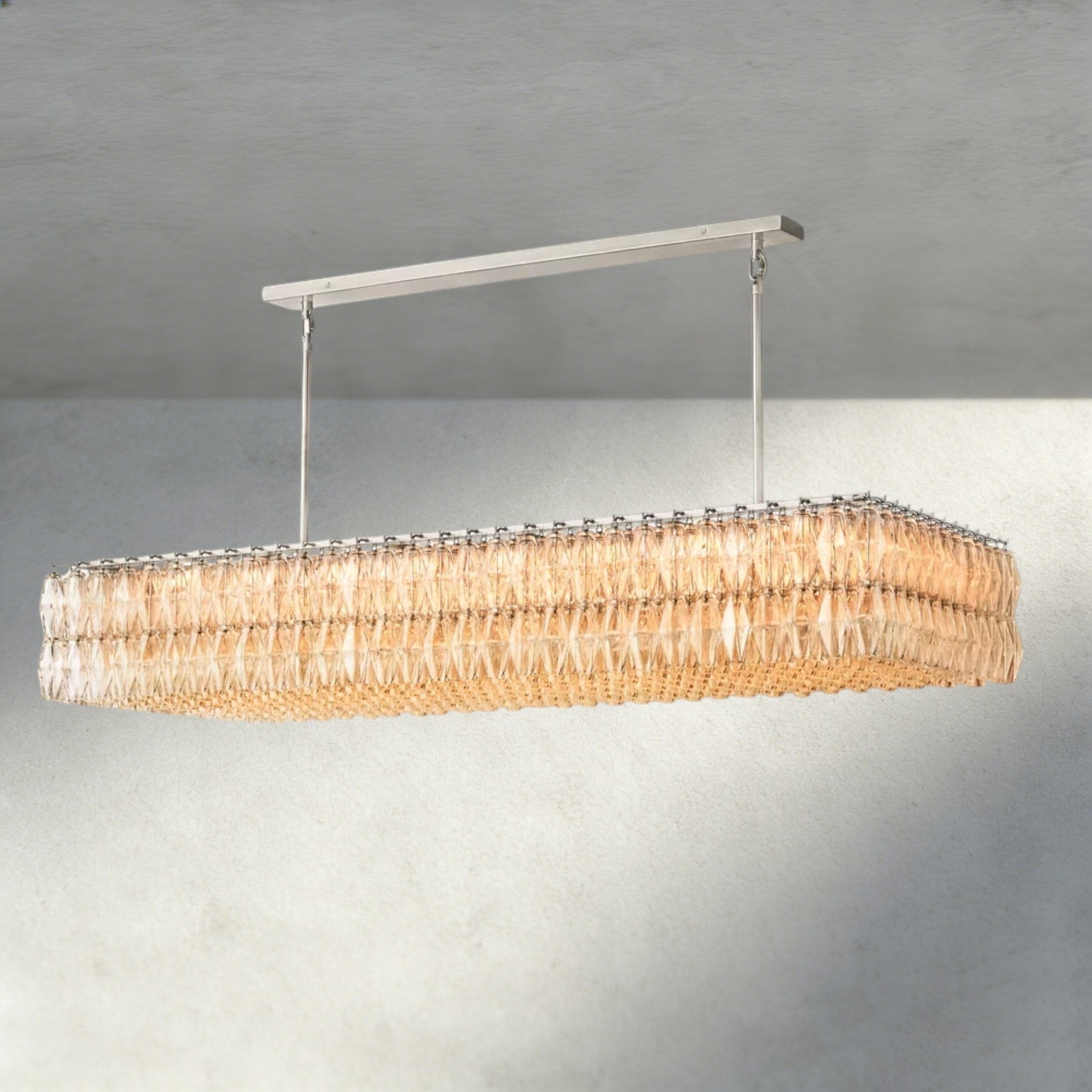 CIHELA CLEAR/ SMOKE GLASS RECTANGULAR CHANDELIER 54", 74" - Cyran Lamps