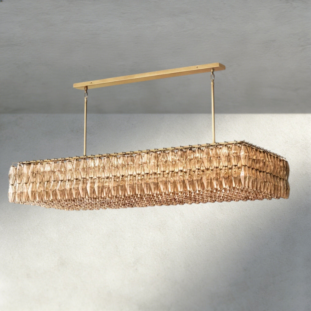 CIHELA CLEAR/ SMOKE GLASS RECTANGULAR CHANDELIER 54", 74" - Cyran Lamps