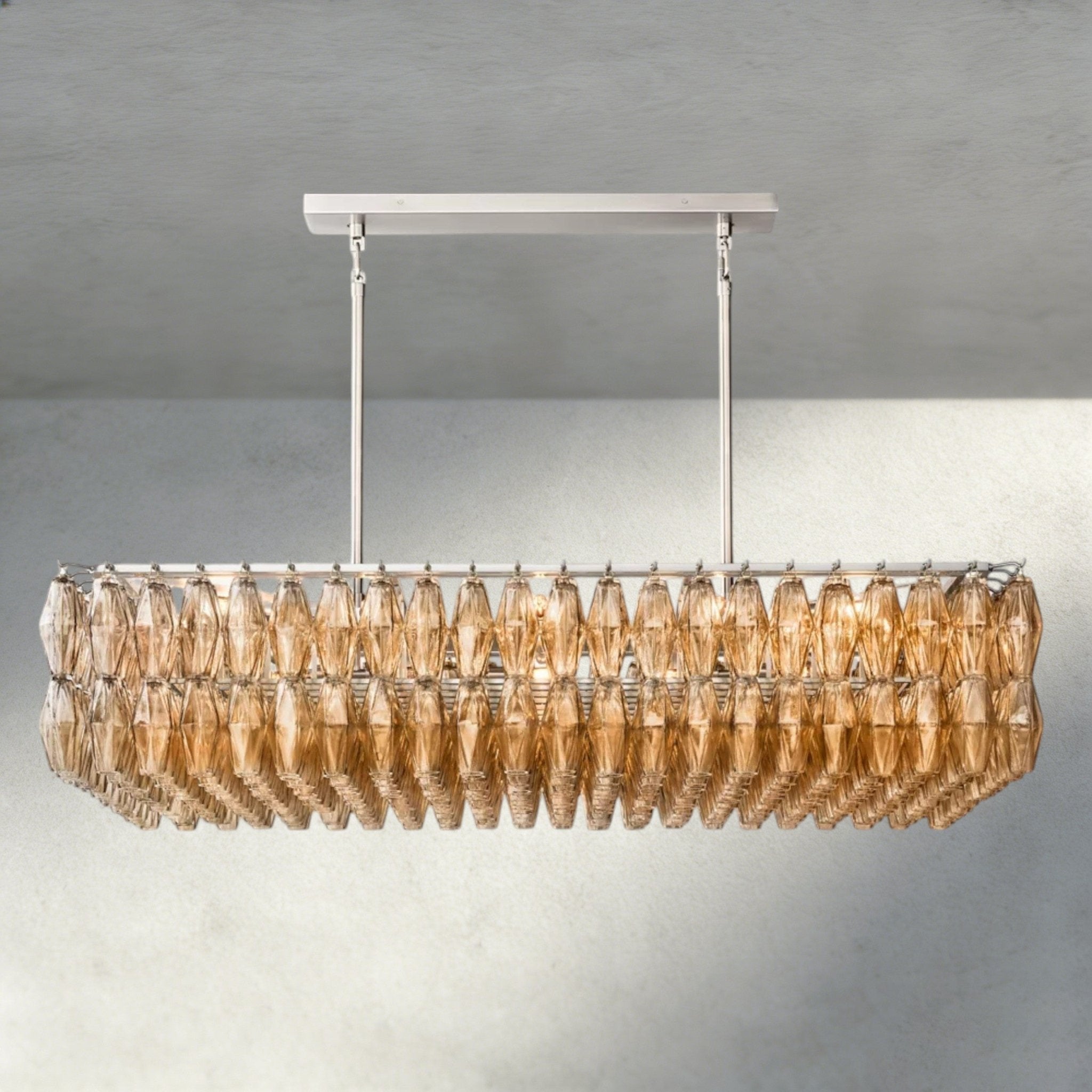 CIHELA CLEAR/ SMOKE GLASS RECTANGULAR CHANDELIER 54", 74" - Cyran Lamps