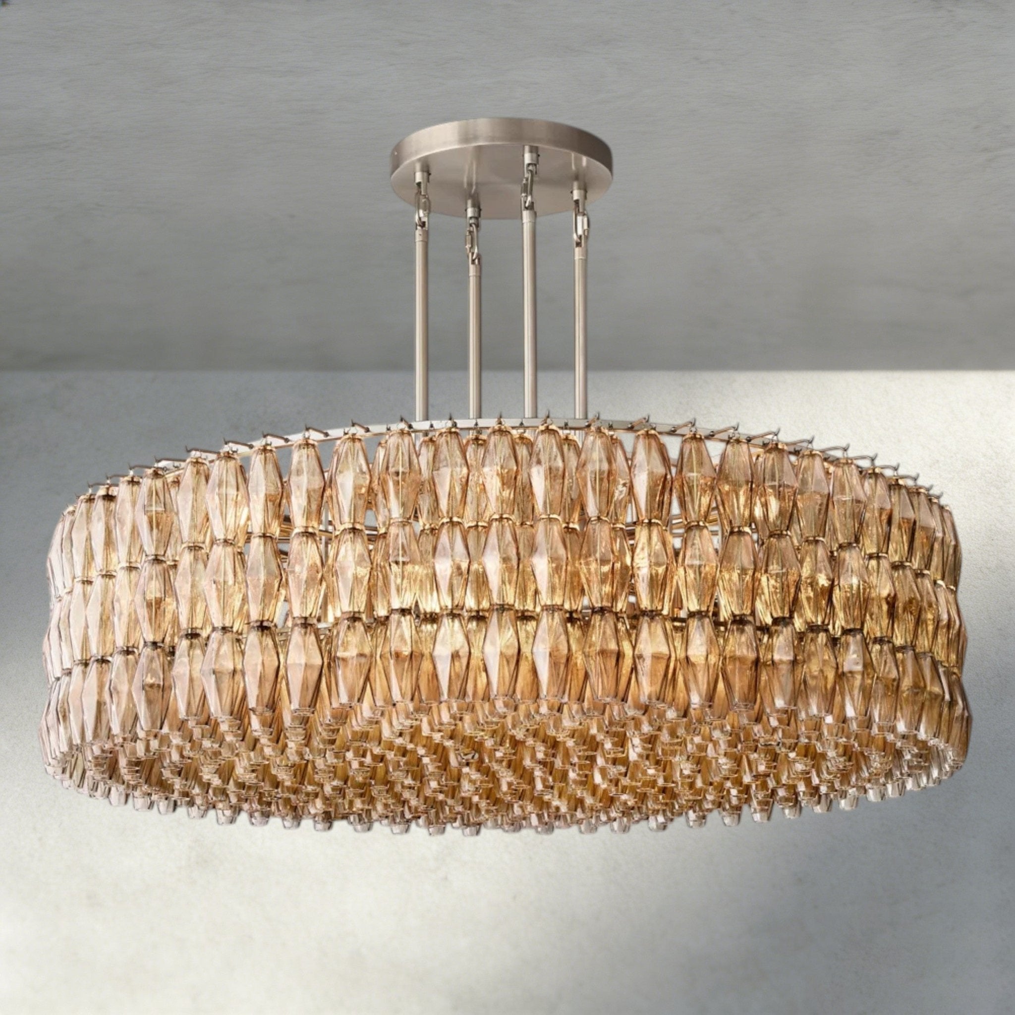 CIHELA CLEAR/ SMOKE GLASS ROUND CHANDELIER 37", 47", 62" - Cyran Lamps